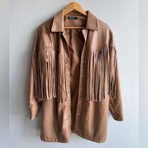 Nasty Gal WESTERN FRINGED FAUX LEATHER COAT